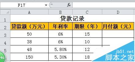 excel中怎么计算贷款的月还款金额?excel中pmt函数的使用方法1