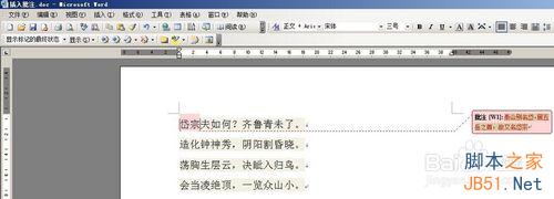 word2003如何在文档中插入批注?6