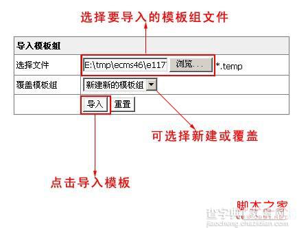 帝国cms模板导入导出及模板组功能介绍2