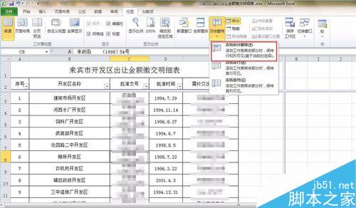 Excel表格冻结窗口和筛选使用方法介绍10