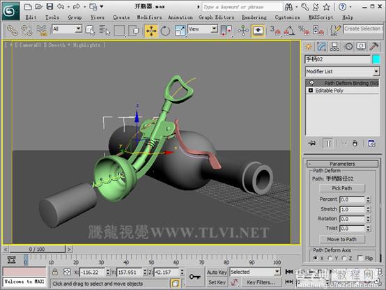 3dmax 2011 Path Deform Binding修改器4