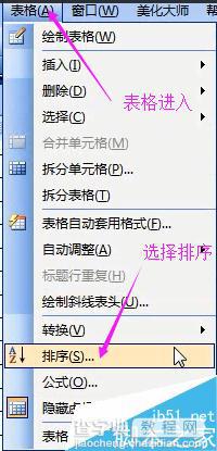 word2003文档中如何对表格进行计算、处理、排序?10