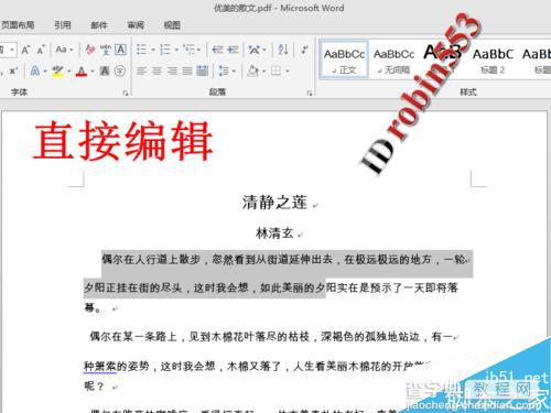 Word2013直接打开PDF文件并进行编辑功能使用图解7