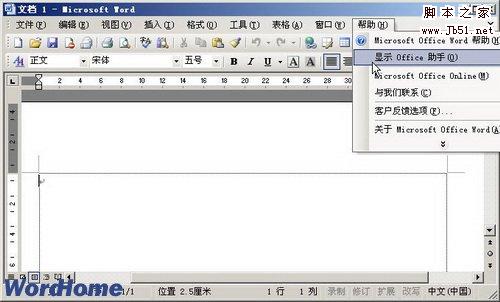 怎样在Word2003文档窗口中正确使用Office助手1