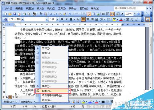 word2003如何自定义段落间距?2