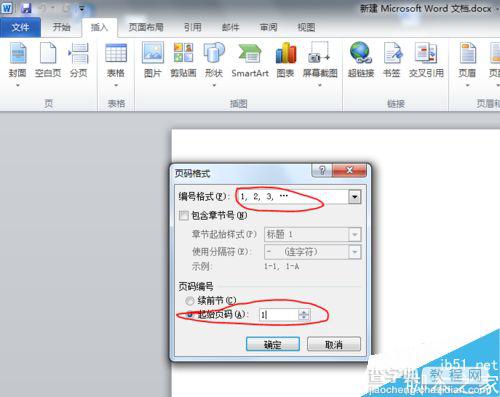 在Word中怎么从文档的某页开始插入页码?4