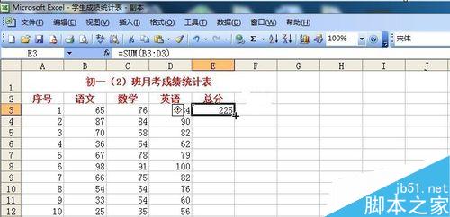 Excel2003中的数据如何求和?如何用RANK排名次？4