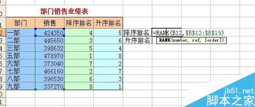 Excel利用Rank函数计算某个数值在列表中的排位情况5