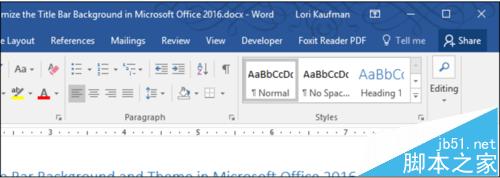 microsoft office2016怎么自定义设置标题栏主题?9