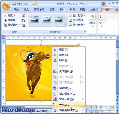 word中怎么裁剪插入的图片 word2003与word2007裁剪图片步骤4