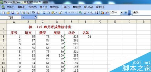 Excel2003中的数据如何求和?如何用RANK排名次？9