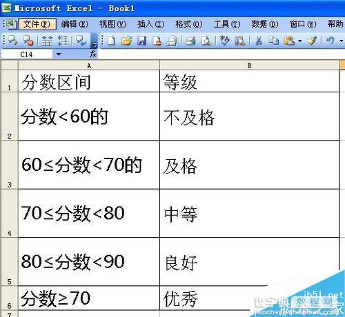 在EXCEL中怎么根据学生成绩自动排定分出优、良等级?4