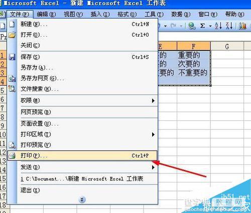 在excel中如何打印(部分)指定的单元格内容?6