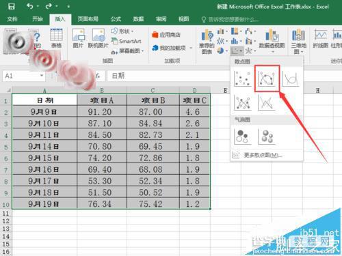 Exce2016怎么绘散点图?Exce2016添加双纵坐标散点图的教程3