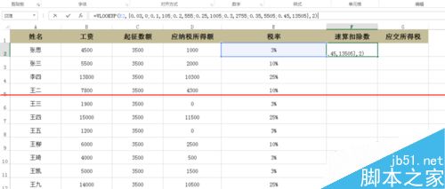 Excel表格怎么计算工资所得税？7