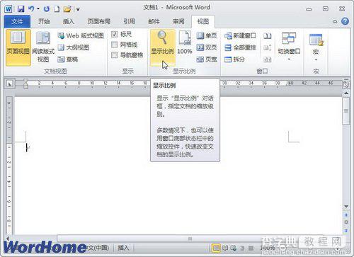 如何调整Word2010文档页面显示比例1