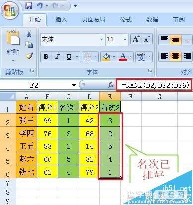 Excel表格数据怎么使用rank语句灵活排名次?6