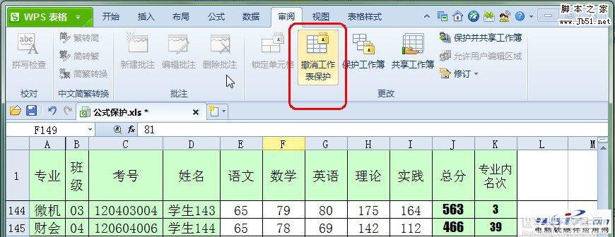 怎样设置保护WPS 2012表格公式4