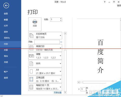 word2013 一张A4纸怎么设置打印多页文档？4