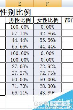 EXCEL员工花名册实时自动生成各部门性别比例方法介绍16