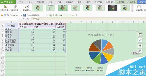 excel如何在WPS表格中生成饼状图形象展示数据?4