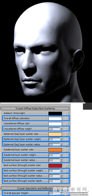 3DSMAX的mental ray皮肤3S材质的制作和使用方法详解4