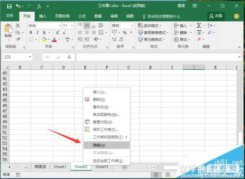 Excel2016工作表该怎么隐藏?3