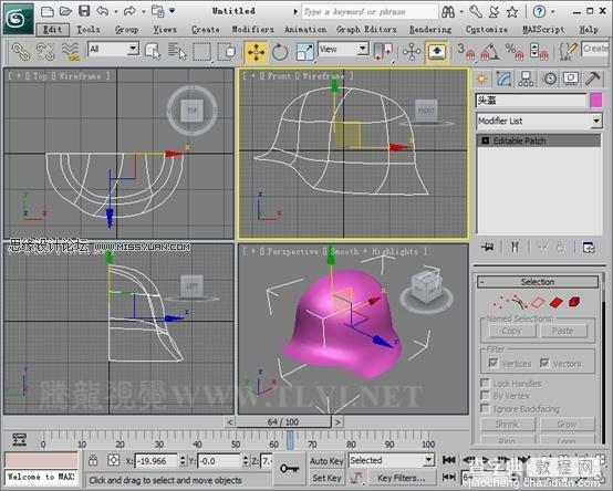 使用3D MAX2011中的面片建模的方法完成头盔建模制作20