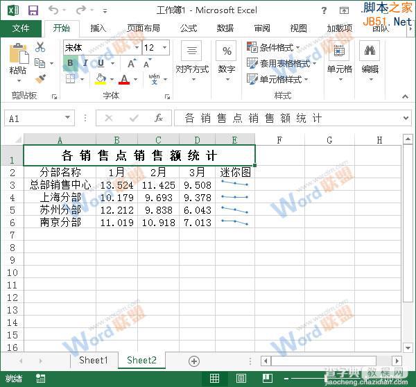 Excel2013如何使用迷你图展示数据？11