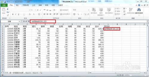 如何在Excel2010用函数计算成绩的总分与平均分?6