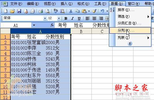 如何使用Excel把有规律地txt文本数据分列3