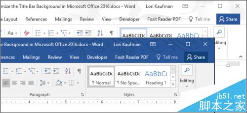 microsoft office2016怎么自定义设置标题栏主题?1