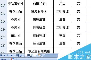 EXCEL员工花名册实时自动生成各部门性别比例方法介绍2