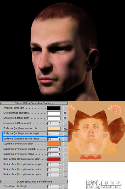3DSMAX的mental ray皮肤3S材质的制作和使用方法详解7
