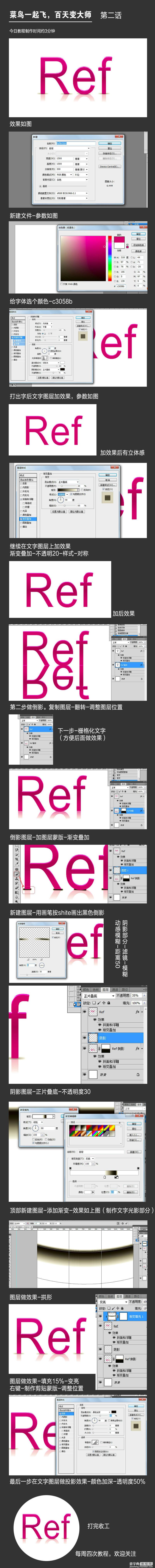 PS简单制作有倒影的立体文字效果1