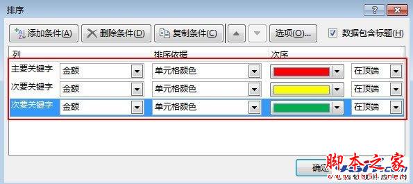 把Excel 2013表格按照单元格颜色进行顺序排序的方法介绍4