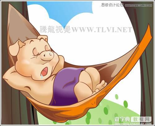 CorelDRAW绘制可爱的泡泡猪在睡觉的卡通插画18
