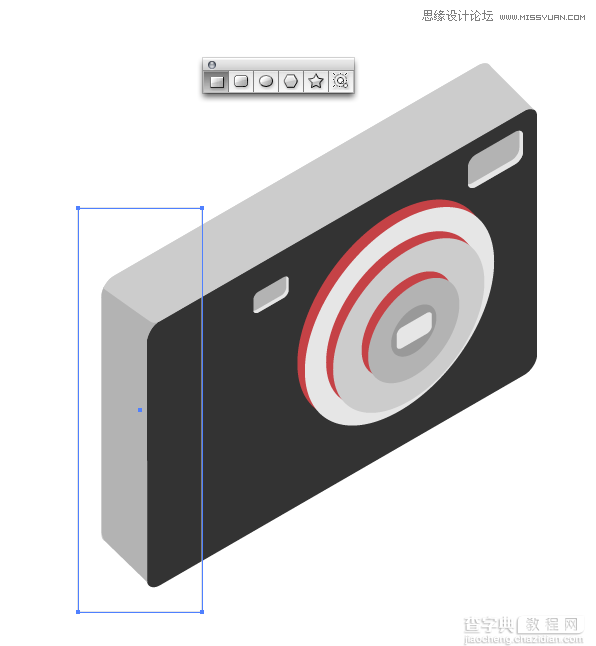 Illustrator教程：绘制卡通时尚的红色数码相机图标11