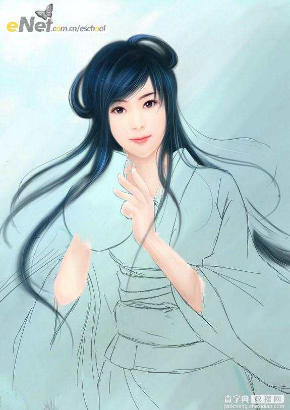 Painter手绘古典美女插画9