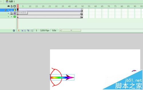 FLASH怎么制作箭头射中靶子的动画?10
