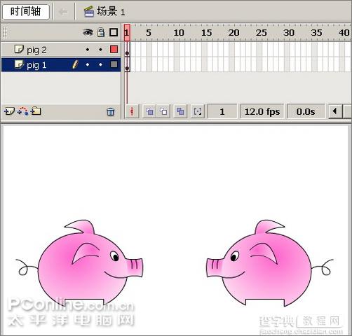 Flash制作可爱有趣的亲嘴猪动画19