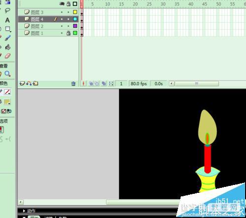 FLASH中怎么制作烛火飞舞的动画?7