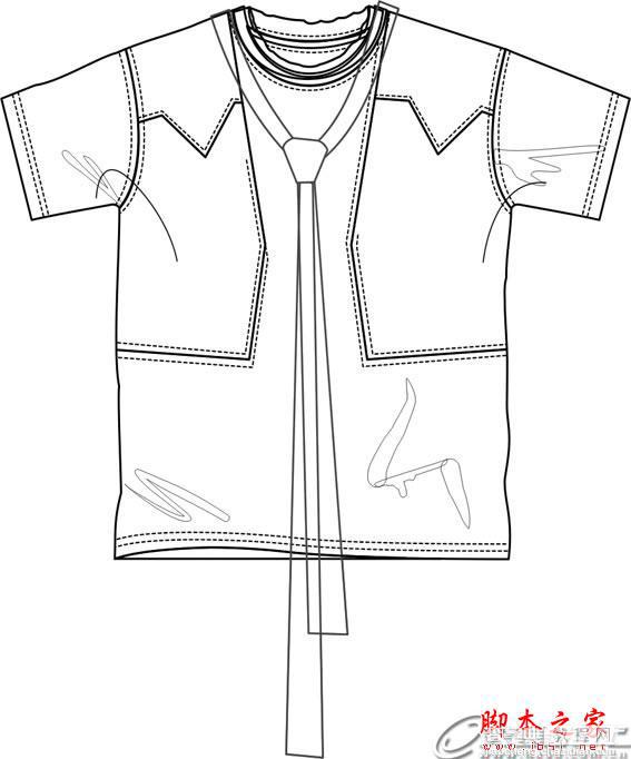 CorelDRAW(CDR)设计制作夏装男士衣服款式图实例教程图文详解24