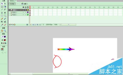 FLASH怎么制作箭头射中靶子的动画?7