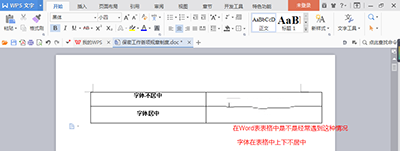 Word表格中字体数字上下不居中的解决方法1