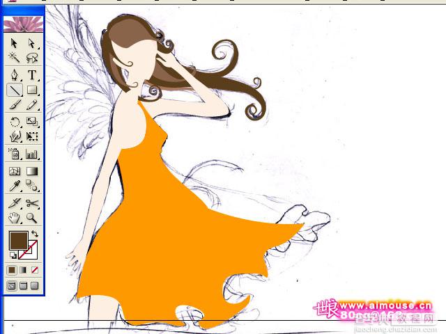 Illustrator 插画教程唯美的花季天使5