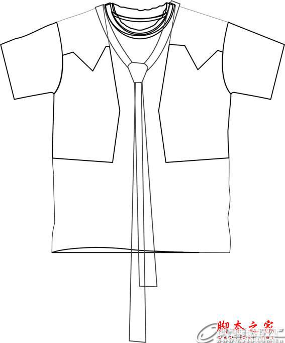 CorelDRAW(CDR)设计制作夏装男士衣服款式图实例教程图文详解14