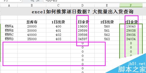 excel的逐日数据推算以及公式的表达7