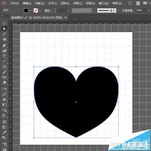 AI怎么绘制黑色的标准心形?11