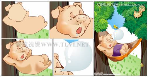 CorelDRAW绘制可爱的泡泡猪在睡觉的卡通插画2